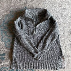 Lou & Grey Zip-Neck Ribbed Sweater